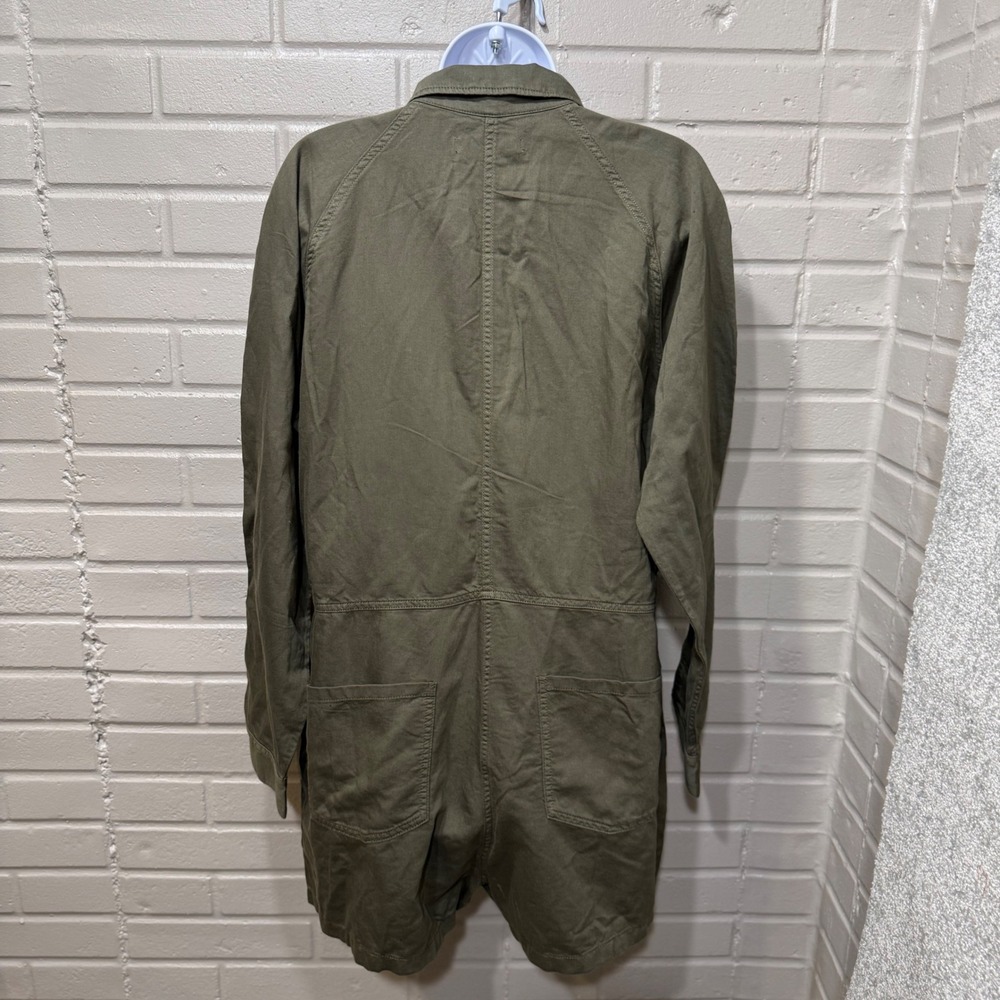 Outerknown Station Suit Shortall Linen Cotton Olive Night Utility Romper NWT L - Picture 8 of 16